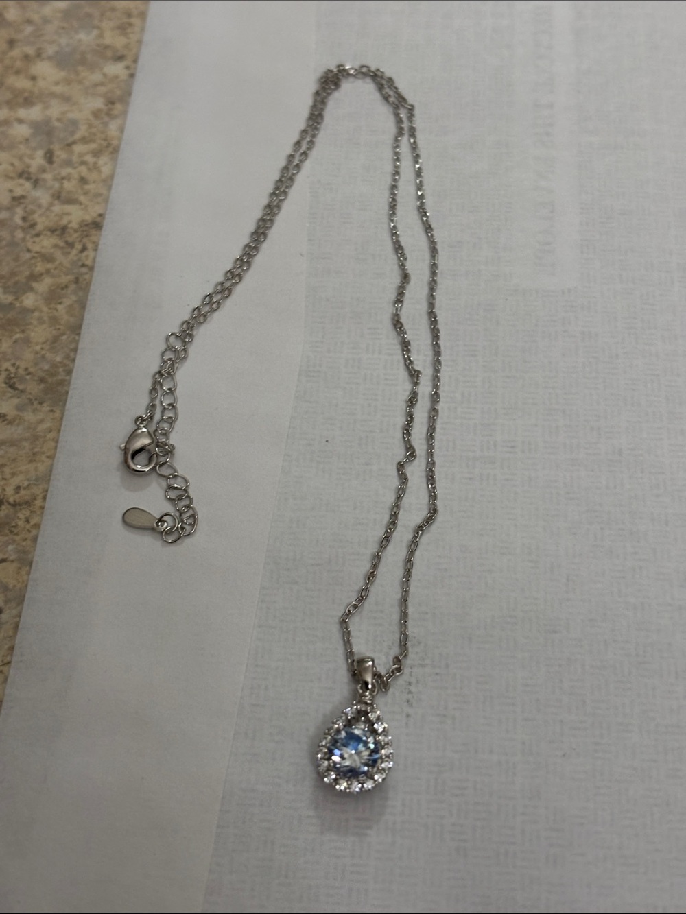 Sterling Silver Blue Teardrop Pendant Necklace